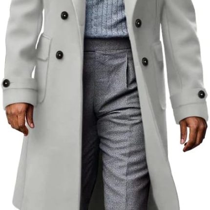 Men's Trench Coat Notch Lapel Double Breasted Casual Cotton Blend coat