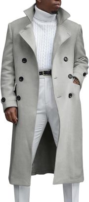 Men's Trench Coat Notch Lapel Double Breasted Casual Cotton Blend coat - Image 2