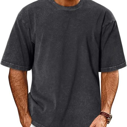 Oversized Tshirts for Men Short Sleeve Vintage Washed Basic Loose Tees