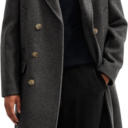 Mens Trench Coat Notch Lapel Slim Fit Double Breasted Casual Long Business  Coat Overcoat