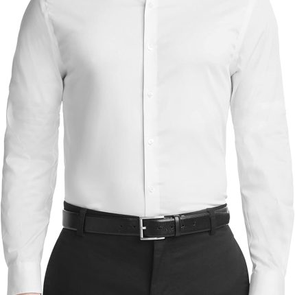 Men Dress Shirt Slim Fit Ultra Wrinkle Free Flex Collar Stretch