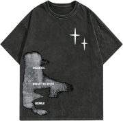 men Letter Graphic Drop Shoulder T Shirts Casual Round Neck Tee Top