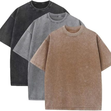 3 Pcs men Oversized Heavy Cotton Summer T-Shirts Vintage Tee Loose Fit Short Sleeve Casual Tshirts for Men Women