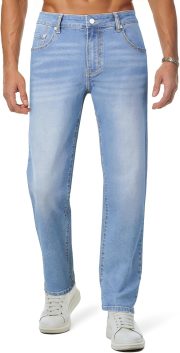 men Jeans Classic Regular Fit Straight Stretch Denim Pants - Image 2