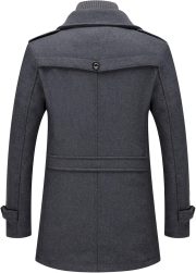 Men's Thermal Single Breasted Wool Blend Coat Business coat with Detachable Zipper - Image 2