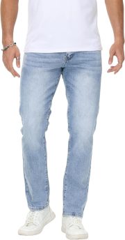 men Stretch Regular Fit Straight-Leg Cotton Fashion Comfort Flex Waist Denim Pants Jeans