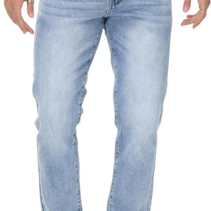 men Stretch Regular Fit Straight-Leg Cotton Fashion Comfort Flex Waist Denim Pants Jeans