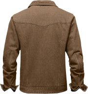 Men's Denim Jacket with Flannel Lined Jean Jackets for Winter Vintage Cowboy Cut Snap Closure Classic Heavy Duty - Image 2